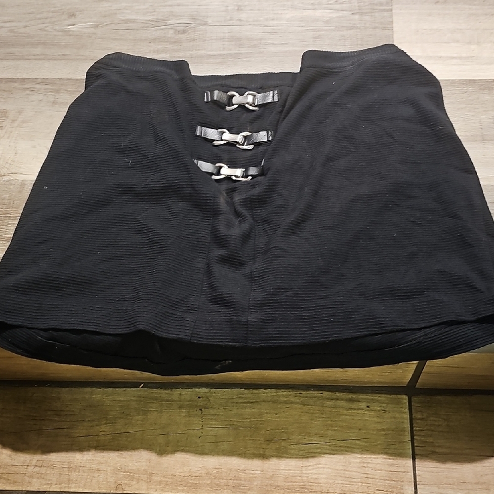 Black Corset-Style Skirt with Buckle Detail goth sytle steampunk club festival